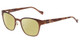 Profile View of Lucky Brand D106 Designer Polarized Reading Sunglasses with Custom Cut Powered Sun Flower Yellow Lenses in Brown Satin Tortoise Havana Brown Gold Ladies Classic Full Rim Metal 49 mm