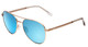 Profile View of Bolle Evel Aviator Full Rim Designer Sunglasses Sand Brown/Ice Blue Mirror 60 mm