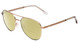 Profile View of Bolle Evel Designer Polarized Reading Sunglasses with Custom Cut Powered Sun Flower Yellow Lenses in Matte Sand Brown Unisex Aviator Full Rim Metal 60 mm