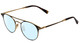 Profile View of John Varvatos V169 Designer Progressive Lens Blue Light Blocking Eyeglasses in Black Gold Tortoise Ladies Round Full Rim Metal 49 mm