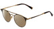 Profile View of John Varvatos V169 Designer Polarized Reading Sunglasses with Custom Cut Powered Amber Brown Lenses in Black Gold Tortoise Ladies Round Full Rim Metal 49 mm