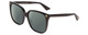 Profile View of GUCCI GG0022S Designer Polarized Sunglasses with Custom Cut Smoke Grey Lenses in Gloss Black Gold Logo Ladies Cateye Full Rim Acetate 57 mm