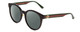 Profile View of GUCCI GG0416SK Designer Polarized Reading Sunglasses with Custom Cut Powered Smoke Grey Lenses in Gloss Black Red Stripe Green Gold Ladies Round Full Rim Acetate 55 mm