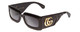 Profile View of GUCCI GG0811S Ladies Rectangle Designer Sunglasses in Gloss Black Gold/Grey 53mm