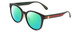 Profile View of GUCCI GG0854SK Designer Polarized Reading Sunglasses with Custom Cut Powered Green Mirror Lenses in Gloss Black Red Stripe Green Gold Logo Ladies Cateye Full Rim Acetate 56 mm