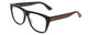 Profile View of GUCCI GG0926S Designer Reading Eye Glasses in Gloss Black Red Stripe Green Gold Logo Mens Retro Full Rim Acetate 57 mm