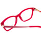 Close Up View of Guess GU9177 Designer Reading Eye Glasses with Custom Cut Powered Lenses in Crystal Pink Red Ladies Cateye Full Rim Acetate 47 mm