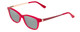 Profile View of Guess GU9177 Designer Polarized Sunglasses with Custom Cut Smoke Grey Lenses in Crystal Pink Red Ladies Cateye Full Rim Acetate 47 mm