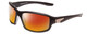 Profile View of Coyote Cascade Designer Polarized Sunglasses with Custom Cut Red Mirror Lenses in Matte Black Unisex Wrap Full Rim Acetate 60 mm