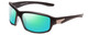 Profile View of Coyote Cascade Designer Polarized Reading Sunglasses with Custom Cut Powered Green Mirror Lenses in Matte Black Unisex Wrap Full Rim Acetate 60 mm