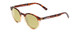 Profile View of Coyote Crosstown Designer Polarized Reading Sunglasses with Custom Cut Powered Sun Flower Yellow Lenses in Tortoise Amber Unisex Round Full Rim Acetate 47 mm