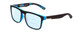 Profile View of Coyote Marco Designer Progressive Lens Blue Light Blocking Eyeglasses in Matte Black Grey Unisex Square Full Rim Acetate 53 mm with Blue Light Zone functionality illustration laid over the lens