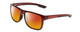Profile View of Coyote Outlaw Designer Polarized Sunglasses with Custom Cut Red Mirror Lenses in Crystal Brown Unisex Square Full Rim Acetate 55 mm