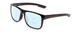 Profile View of Coyote Outlaw Designer Progressive Lens Blue Light Blocking Eyeglasses in Gloss Black Grey Mens Square Full Rim Acetate 55 mm with Blue Light Zone functionality illustration laid over the lens