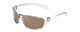 Profile View of Coyote P-38 Designer Polarized Sunglasses with Custom Cut Amber Brown Lenses in Crystal Grey Unisex Wrap Full Rim Acetate 65 mm