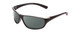 Profile View of Coyote P-38 Designer Polarized Sunglasses with Custom Cut Smoke Grey Lenses in Matte Black Grey Unisex Wrap Full Rim Acetate 65 mm