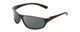 Profile View of Coyote P-38 Designer Polarized Reading Sunglasses with Custom Cut Powered Smoke Grey Lenses in Matte Black Grey Unisex Wrap Full Rim Acetate 65 mm