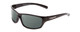Profile View of Coyote P-42 Designer Polarized Reading Sunglasses with Custom Cut Powered Smoke Grey Lenses in Gloss Black Mens Wrap Full Rim Acetate 62 mm