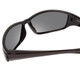 Close Up View of Coyote P-44 Unisex Wrap Designer Polarized Sunglasses in Gloss Black & Grey 66mm