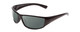 Profile View of Coyote P-44 Designer Polarized Reading Sunglasses with Custom Cut Powered Smoke Grey Lenses in Gloss Black Unisex Wrap Full Rim Acetate 66 mm