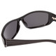 Close Up View of Coyote P-59 Unisex Wrap Designer Polarized Sunglasses in Gloss Black & Grey 63mm