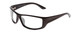 Profile View of Coyote P-59 Designer Blue Light Blocking Eyeglasses in Gloss Black Unisex Wrap Full Rim Acetate 63 mm