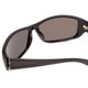 Close Up View of Coyote P-59 Unisex Wrap Polarized Sunglasses Matte Black Grey & Blue Mirror 63mm