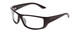 Profile View of Coyote P-59 Designer Reading Eye Glasses with Custom Cut Powered Lenses in Matte Black Grey Unisex Wrap Full Rim Acetate 63 mm