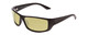 Profile View of Coyote P-59 Designer Polarized Reading Sunglasses with Custom Cut Powered Sun Flower Yellow Lenses in Matte Black Grey Unisex Wrap Full Rim Acetate 63 mm