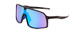 Profile View of Coyote Python Men Semi-Rimless Polarized Sunglasses Black Grey/Blue Mirror 135mm