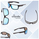 Collage View of Coyote Raptor Mens Wrap Polarized Sunglasses Gloss Black Grey & Blue Mirror 63mm