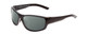 Profile View of Coyote Salty Designer Polarized Sunglasses with Custom Cut Smoke Grey Lenses in Gloss Black Grey Unisex Wrap Full Rim Acetate 61 mm