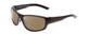 Profile View of Coyote Salty Designer Polarized Reading Sunglasses with Custom Cut Powered Amber Brown Lenses in Gloss Black Grey Unisex Wrap Full Rim Acetate 61 mm