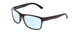 Profile View of Coyote Twisted Designer Progressive Lens Blue Light Blocking Eyeglasses in Matte Black Gun Metal Grey Mens Square Full Rim Acetate 58 mm with Blue Light Zone functionality illustration laid over the lens