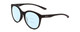 Profile View of Smith Optics Bayside Designer Progressive Lens Blue Light Blocking Eyeglasses in Matte Black Unisex Cateye Full Rim Acetate 54 mm with Blue Light Zone functionality illustration laid over the lens