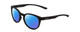 Profile View of Smith Optics Eastbank Designer Polarized Reading Sunglasses with Custom Cut Powered Blue Mirror Lenses in Matte Black Unisex Round Full Rim Acetate 52 mm