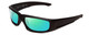 Profile View of Smith Optics Hudson Elite Designer Polarized Reading Sunglasses with Custom Cut Powered Green Mirror Lenses in Gloss Black Unisex Rectangle Full Rim Acetate 59 mm