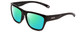 Profile View of Smith Optics Joya Designer Polarized Reading Sunglasses with Custom Cut Powered Green Mirror Lenses in Gloss Black Ladies Square Full Rim Acetate 56 mm