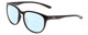 Profile View of Smith Optics Lake Shasta Designer Progressive Lens Blue Light Blocking Eyeglasses in Gloss Black Unisex Cateye Full Rim Acetate 56 mm with Progressive Blue Light Lens Functionality illustration laid on top of the lens