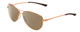 Profile View of Smith Optics Langley Designer Polarized Sunglasses with Custom Cut Amber Brown Lenses in Matte Rose Gold Black Unisex Aviator Full Rim Metal 60 mm