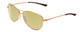 Profile View of Smith Optics Langley Designer Polarized Reading Sunglasses with Custom Cut Powered Sun Flower Yellow Lenses in Matte Rose Gold Black Unisex Aviator Full Rim Metal 60 mm