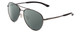 Profile View of Smith Optics Layback Designer Polarized Sunglasses with Custom Cut Smoke Grey Lenses in Gun Metal Silver Black Unisex Aviator Full Rim Metal 60 mm
