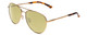 Profile View of Smith Optics Layback Designer Polarized Reading Sunglasses with Custom Cut Powered Sun Flower Yellow Lenses in Matte Gold Unisex Aviator Full Rim Metal 60 mm