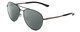 Profile View of Smith Optics Layback Designer Polarized Sunglasses with Custom Cut Smoke Grey Lenses in Matte Gun Metal Silver Unisex Aviator Full Rim Metal 60 mm