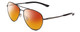 Profile View of Smith Optics Layback Designer Polarized Sunglasses with Custom Cut Red Mirror Lenses in Matte Gun Metal Silver Unisex Aviator Full Rim Metal 60 mm