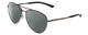 Profile View of Smith Optics Layback Designer Polarized Reading Sunglasses with Custom Cut Powered Smoke Grey Lenses in Matte Gun Metal Silver Unisex Aviator Full Rim Metal 60 mm