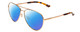 Profile View of Smith Optics Layback Designer Polarized Reading Sunglasses with Custom Cut Powered Blue Mirror Lenses in Rose Gold Unisex Aviator Full Rim Metal 60 mm