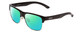 Profile View of Smith Optics Lowdown Split Designer Polarized Reading Sunglasses with Custom Cut Powered Green Mirror Lenses in Gloss Black Unisex Classic Semi-Rimless Acetate 56 mm