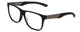 Profile View of Smith Optics Lowdown Steel Designer Progressive Lens Blue Light Blocking Eyeglasses in Matte Black Ruthenium Silver Unisex Classic Full Rim Acetate 56 mm with Blue Light Zone functionality illustration laid over the lens
