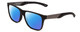 Profile View of Smith Optics Lowdown Steel Designer Polarized Reading Sunglasses with Custom Cut Powered Blue Mirror Lenses in Matte Black Ruthenium Silver Unisex Classic Full Rim Acetate 56 mm